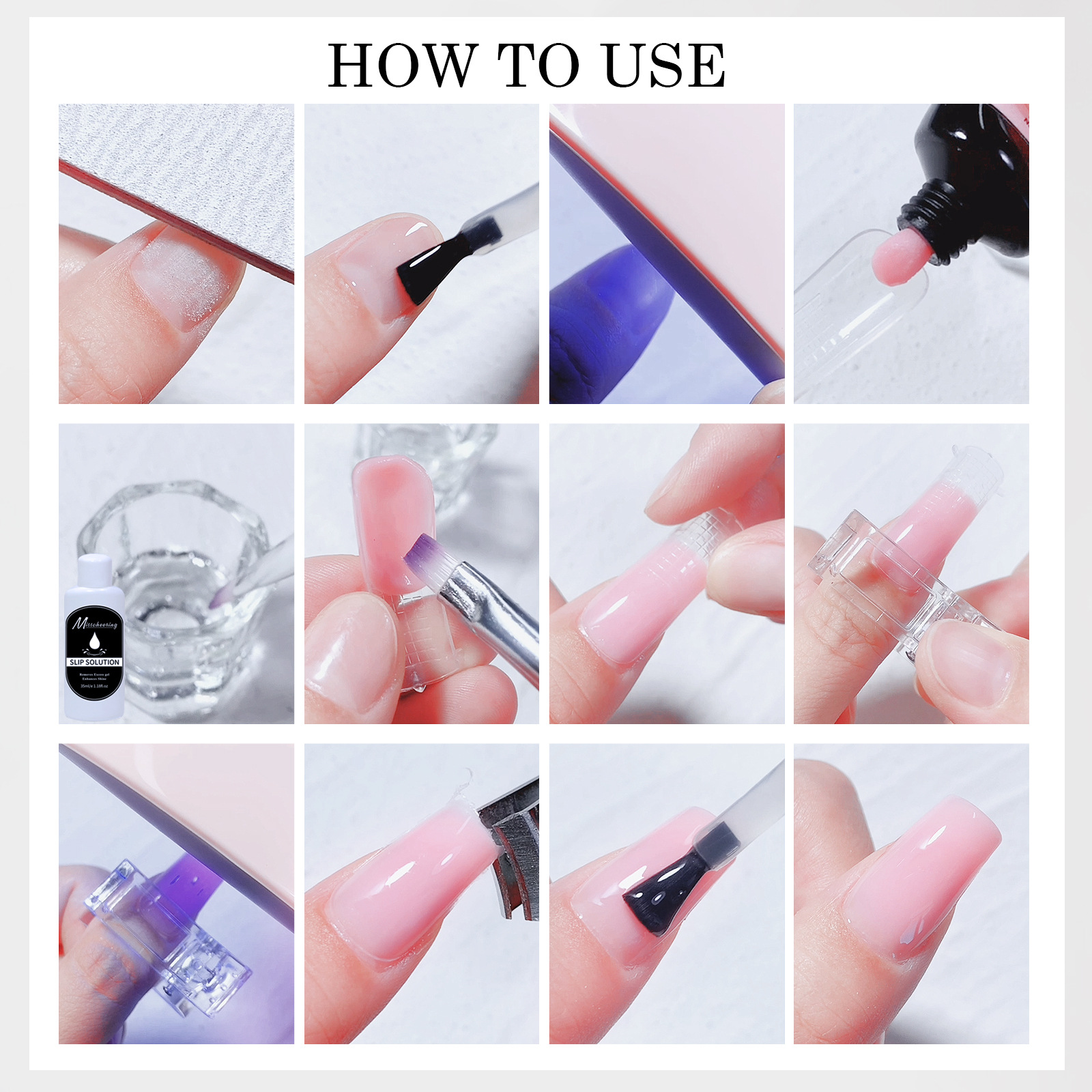 Cross-border 15ml nail art extension glue 10 pieces suit nail mold brush nail art crystal extension glue suit crystal glue