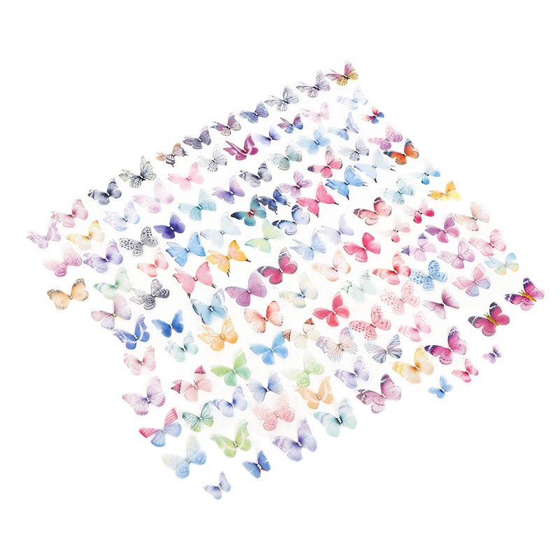 Double-layer three-dimensional diamond simulation printing moving tulle butterfly dream artistic clothes decorative bouquet butterfly accessories