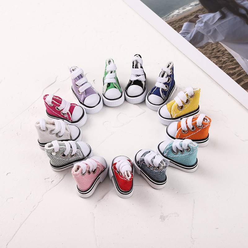 Mini 3.5cm Canvas Shoes Salon Doll Cloth Shoes Barbie Doll Shoes Couple Keychain Doll Shoe Factory