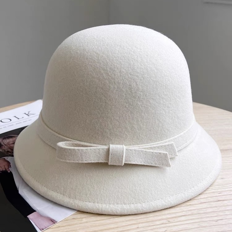 New style Hepburn style woolen fisherman hat women's French retro autumn and winter hat elegant warm hat