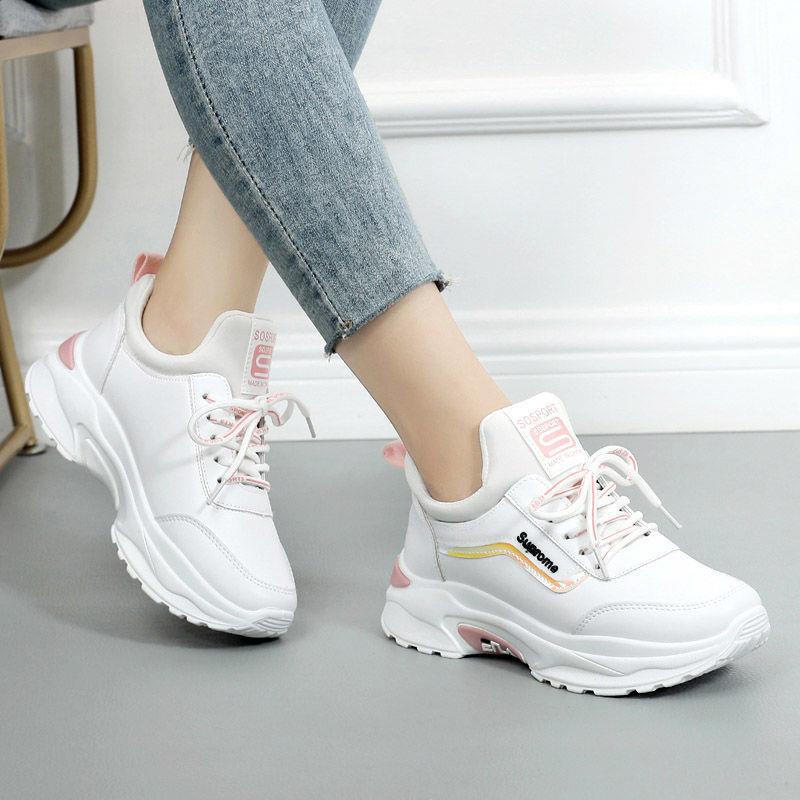 Women's Sneakers Sequin White Shoes Women's 2020 Spring and Autumn Breathable New Korean Style Height-increasing Travel Shoes Flat Running Shoes