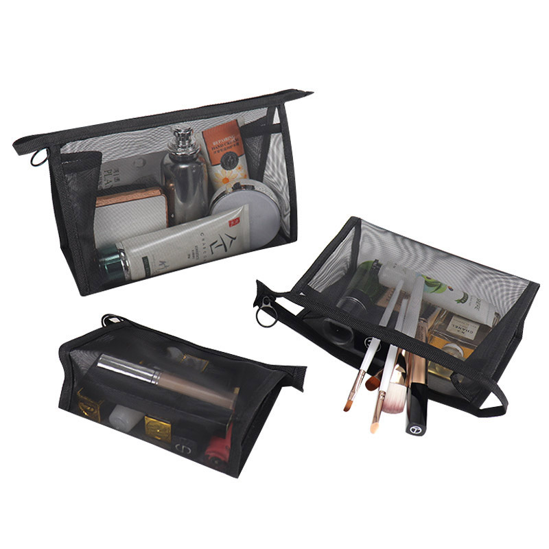 Transparent mesh cosmetic bag portable simple portable large capacity storage bag wash bag cosmetic storage bag