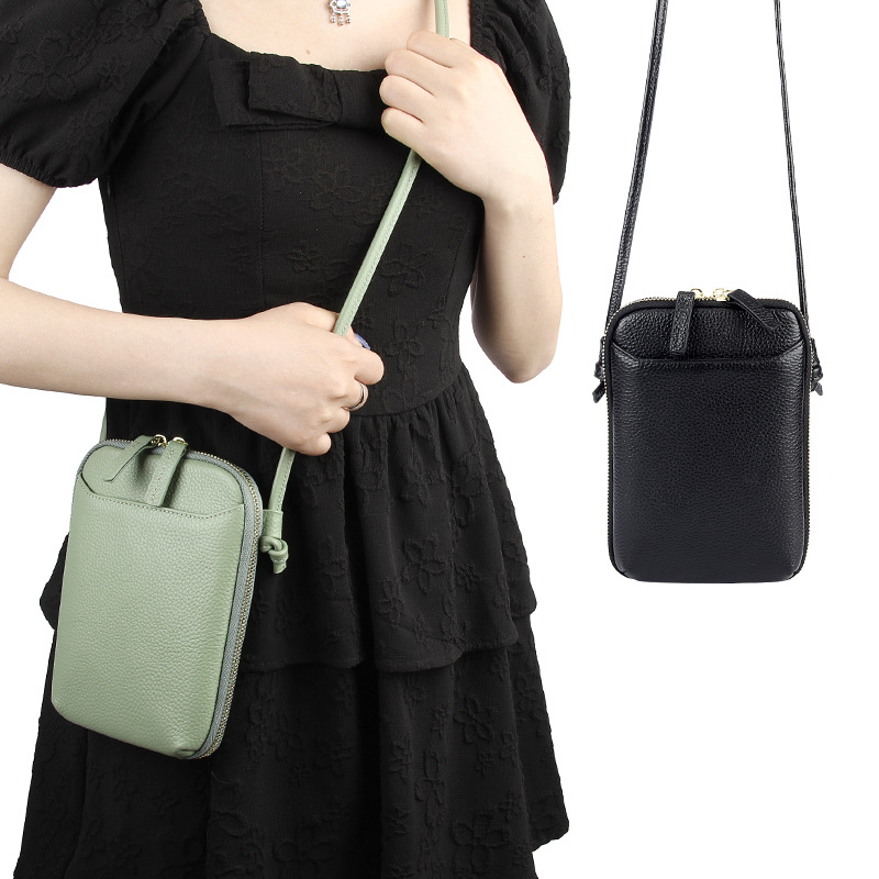 Foreign Trade Bag Women's New Niche Design Shoulder Bag Fashionable Simple Genuine Leather Mobile Phone Bag Women's Crossbody Bag Mini