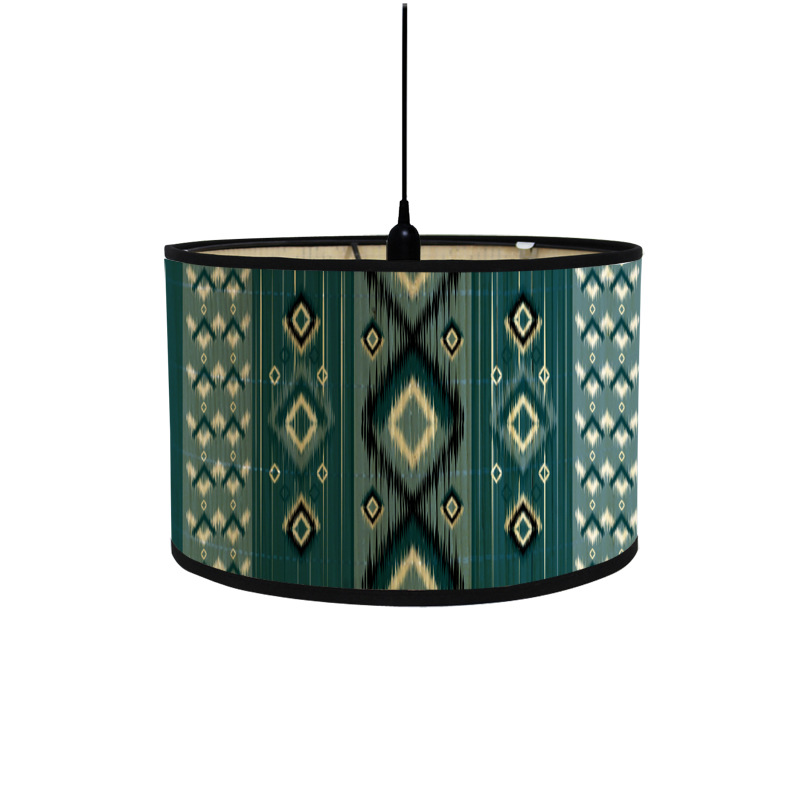 Bamboo products lampshade E27 lamp holder lamp accessories European drum type printed lampshade chandelier floor lamp hood