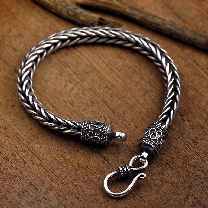 Papas men's bracelet fashion classic square keel pure woven lucky retro simple hemp rope chain cross-border style