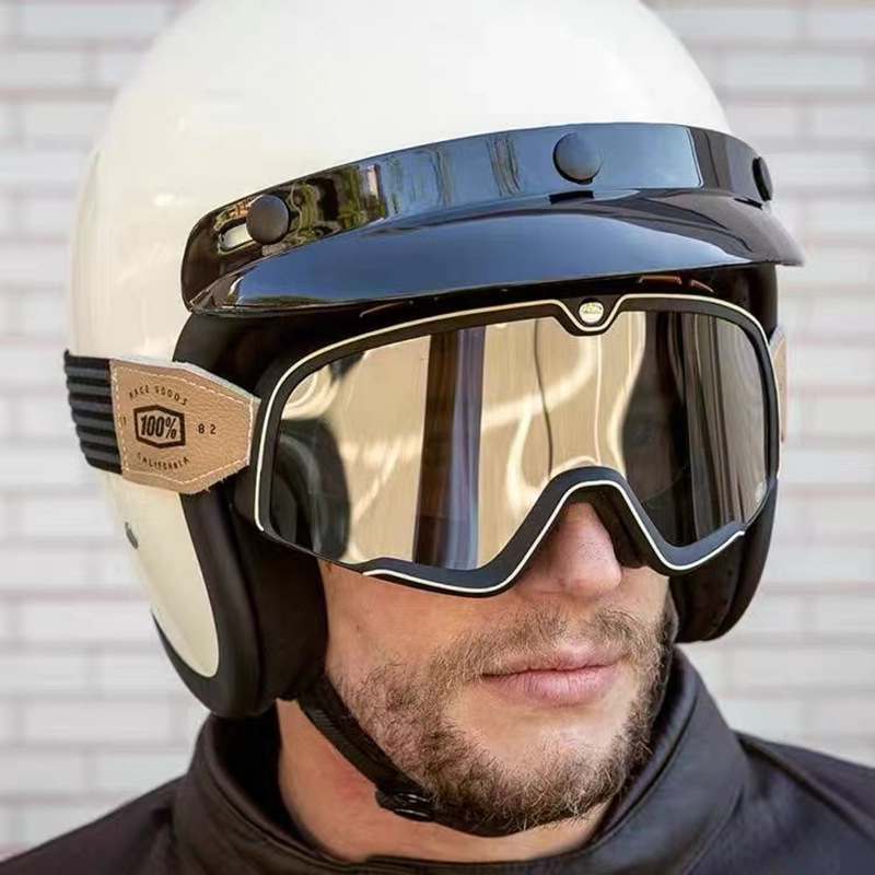 Boxed Retro Harley Goggles Motorcycle Helmet Goggles Windproof Transparent Motorcycle Half Helmet Full Helmet Universal Glasses