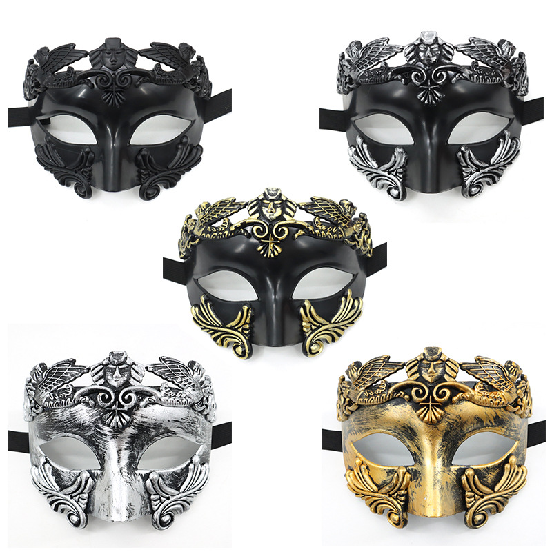 Amazon Hot Sale Egyptian Men Greco-Roman Samurai Half Face Mask Venice Halloween Masquerade