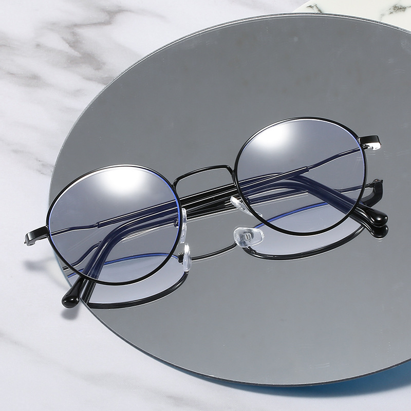Metal small round frame anti-blue light plain glasses eye protection glasses artistic students with myopia glasses with degrees finished Women