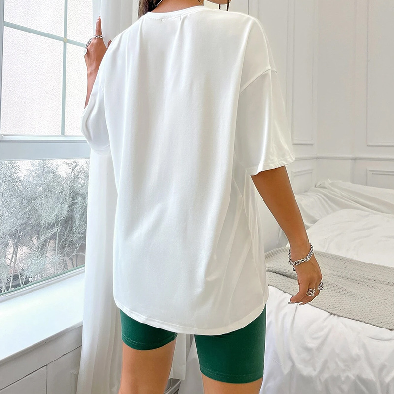 European and American wearable pullover casual suit women's pajamas loose T-shirt tight shorts slim fit suit homewear