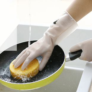 Washing gloves women waterproof thin kitchen washing clothes washing bowls rubber cleaning household plastic rubber gloves wholesale