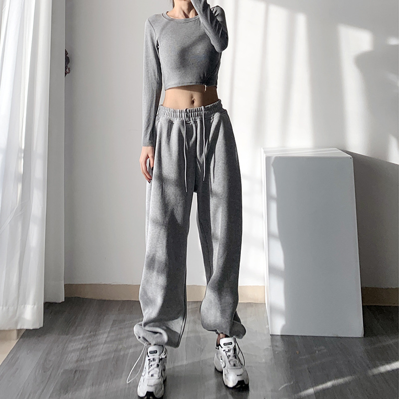 [Original Quality Rice] Spring and Autumn Loose Wide Leg Sports Pants Summer European and American ins Casual Pants Women's Fashion