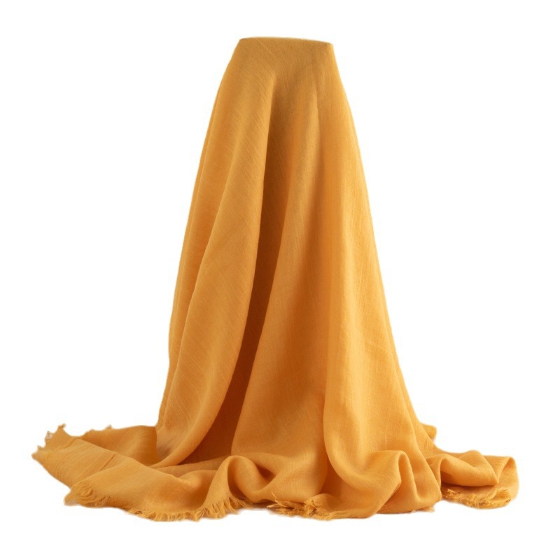 Cross-border Solid Color Cotton and Linen Scarf Women's Autumn and Winter Thin Long Scarf All-match Sunscreen Commuter Simple Mustle Scarf