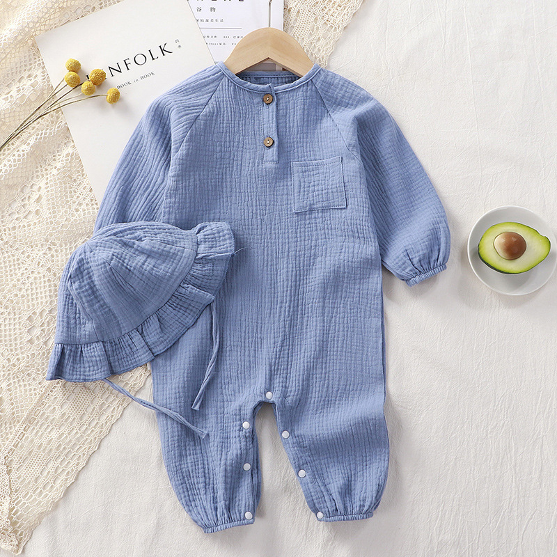 Baby Spring New Jumpsuit Newborn Long Climbing Cotton Gauze Hayi Baby Summer Pajamas
