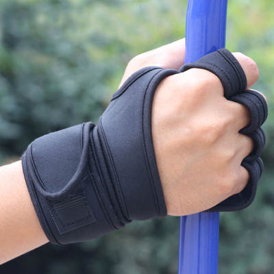 Fitness gloves men's sports half finger equipment horizontal bar training equipment pull-up lengthened wrist gloves women's cross-border