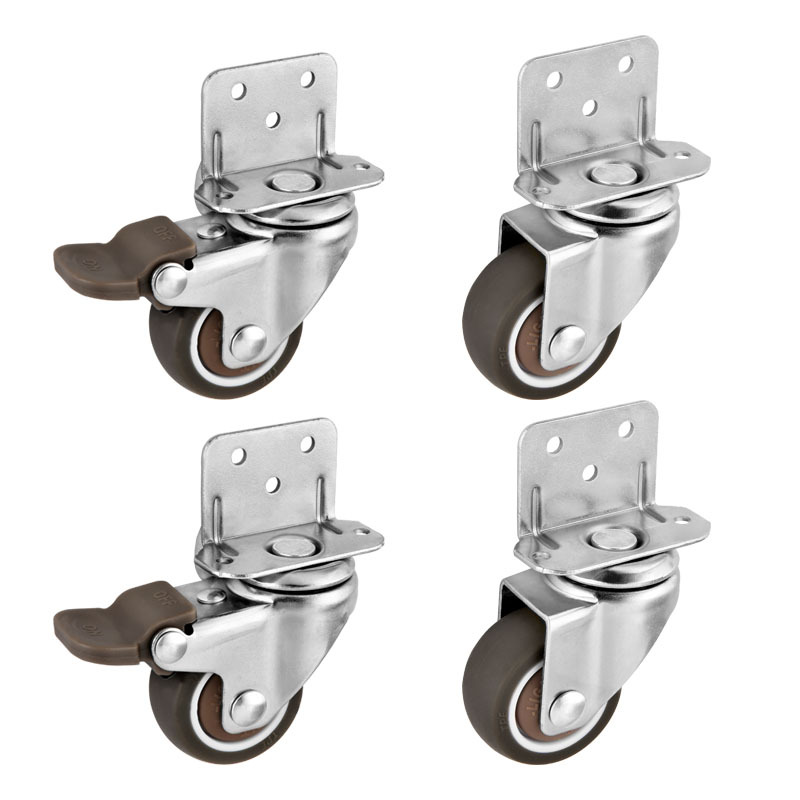 L-type casters crib flower stand plywood mute tpe brake universal pulley furniture bedside table L-type casters