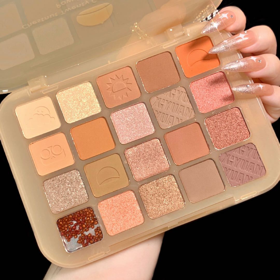 Chestnut Twenty Color Eyeshadow Plate ins Super Fire Cheap Student Earth Color Milk Tea Color Pearlescent Matte Small Internet Celebrity