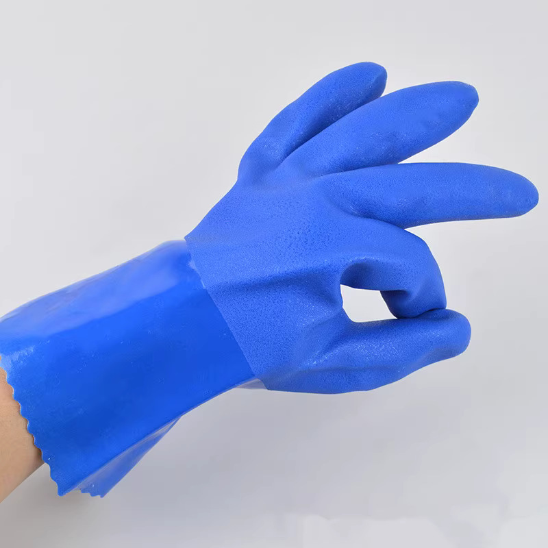 PVC Oil Resistant Acid and Alkali Resistant Industrial Rubber Anti-slip Thickened Anti-corrosion Chemical Wear-resistant Waterproof Labor Protection Gloves Wholesale