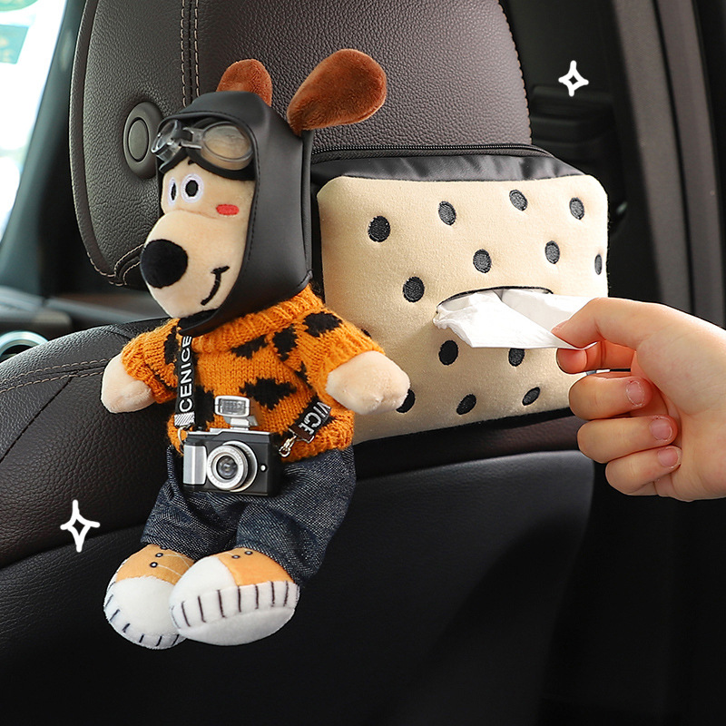 Car tissue box hanging creative car seat back tissue box cartoon cute car decoration supplies