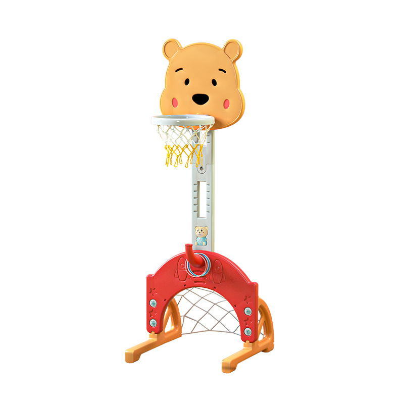Children's Cartoon Animal Basketball Rack Liftable Indoor Home Basket Shooting Frame Ball Game Toy Gift for 2-3 Years Old