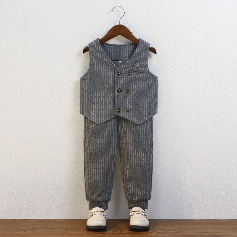 Children's suit baby's one-year-old dress boy's handsome British infant vest three-piece suit 100-day catch week suit