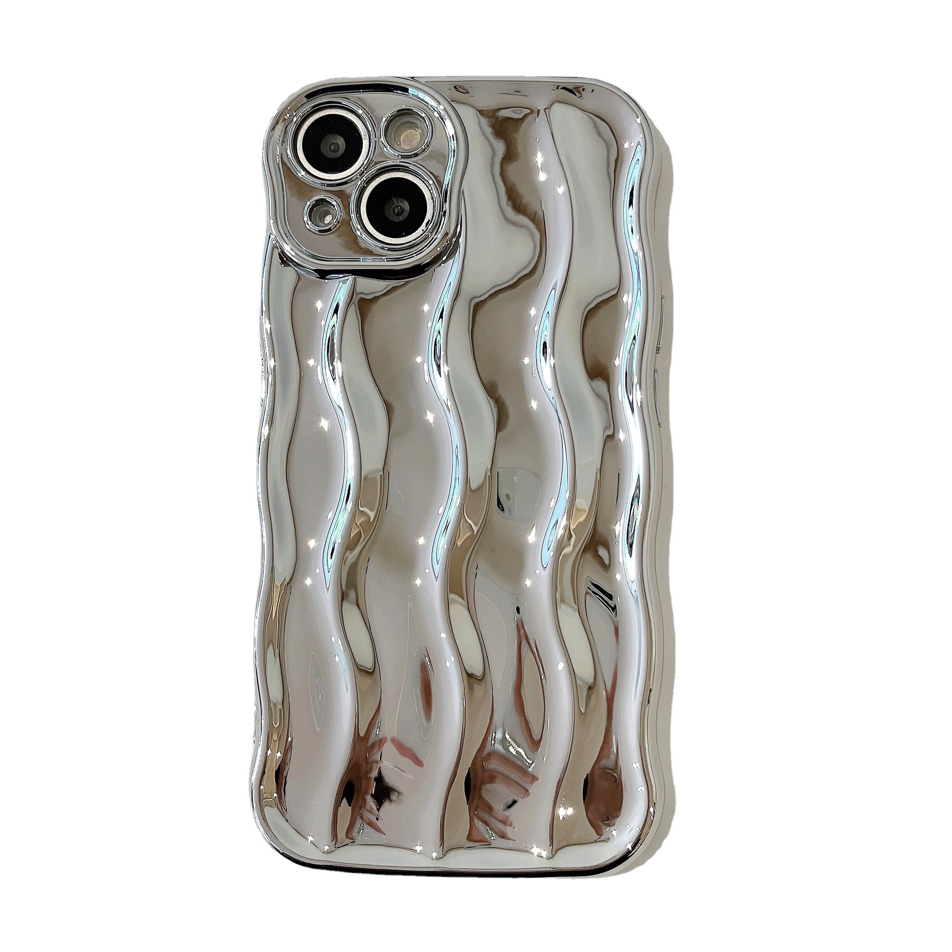 Electroplated silver water ripple for iPhone14pro max mobile phone case Apple 16 new 12/13 niche wind 15