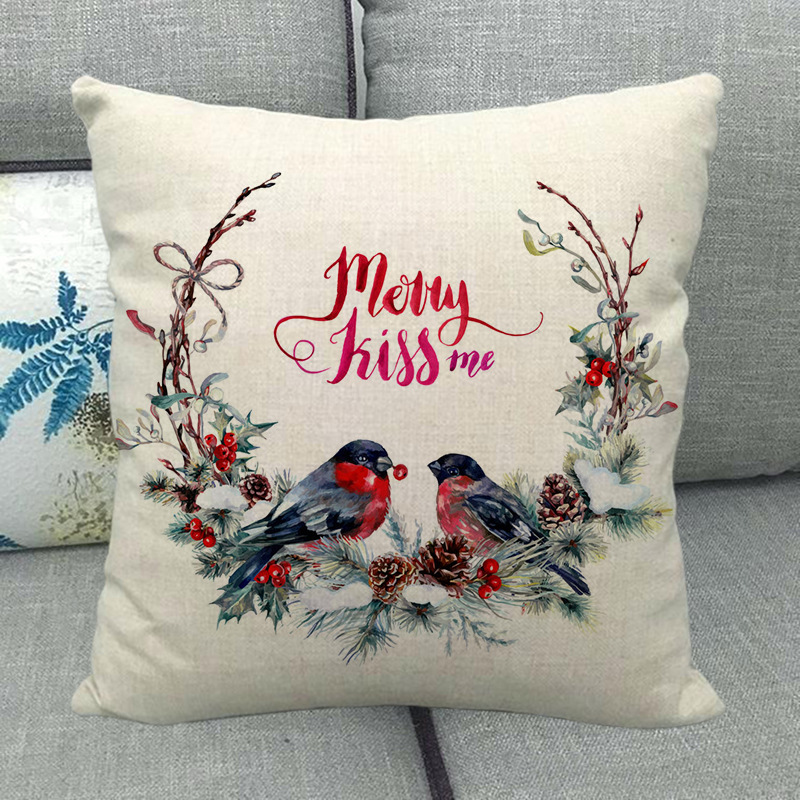 Wreath Bird Pattern Linen Cross-border Special Explosions Sofa Pillow Cushion Pillow Case ZX509