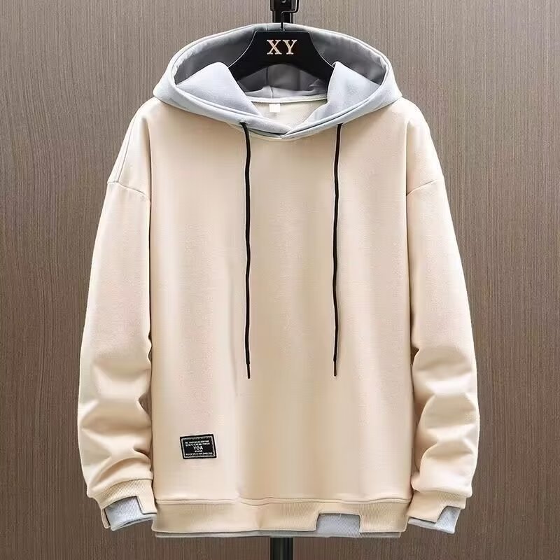 Fake two-piece sweater men's trendy 2023 thin fashion brand men's spring and autumn casual loose hooded jacket