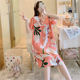 Cotton Silk Nightgown Women's Summer Thin Short-sleeved Cartoon Printed Pajamas Internet Celebrating Live Explosions plus size Spring and Autumn Home Clothes