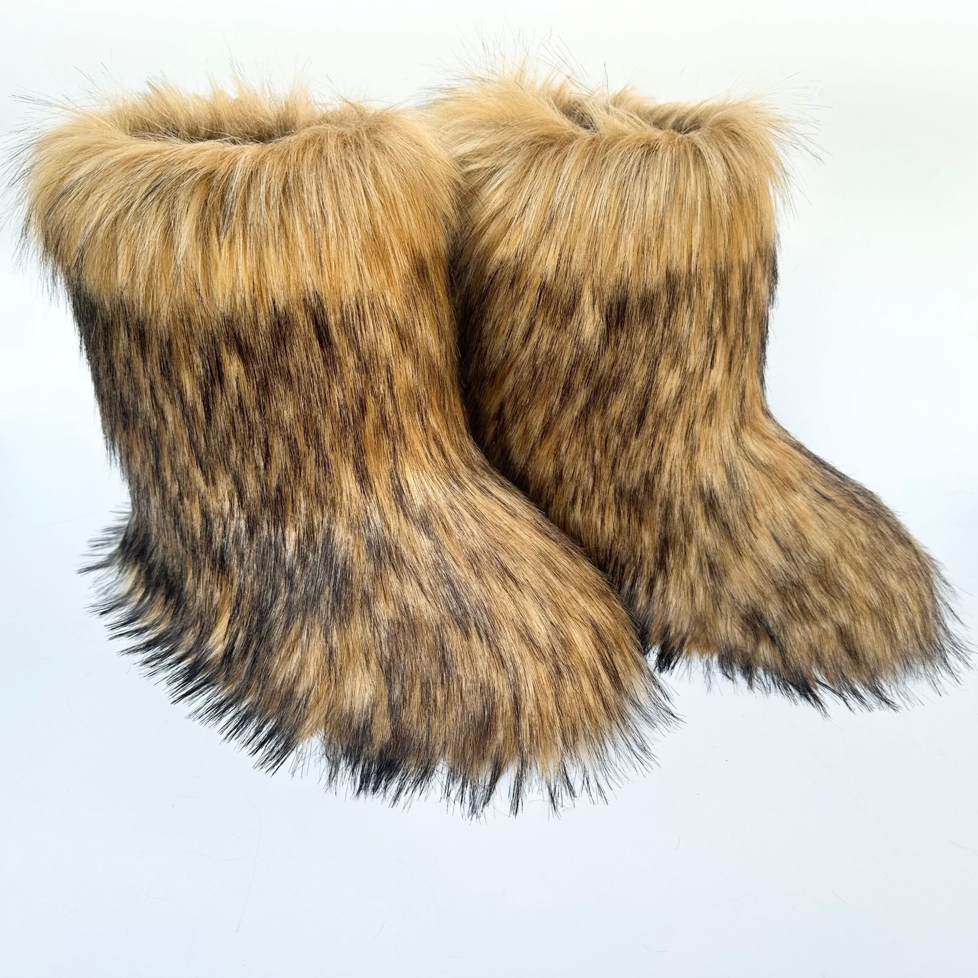 Stivali da neve con pelliccia oversize e tubo centrale ispessiti_voghion.com