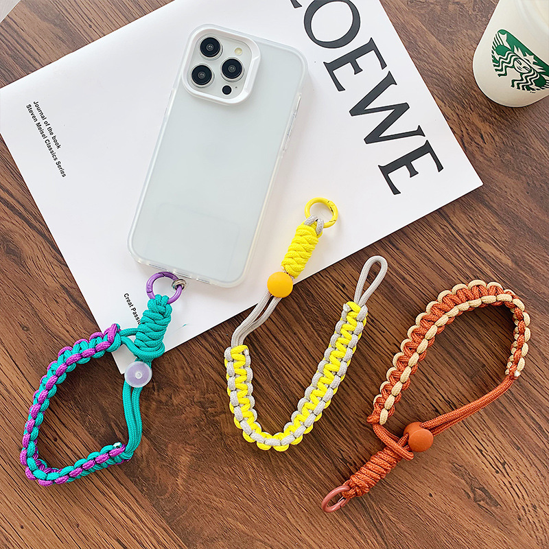 Mobile phone lanyard woven short wrist strap fashionable all-match girls' outdoor sports lanyard strong and durable