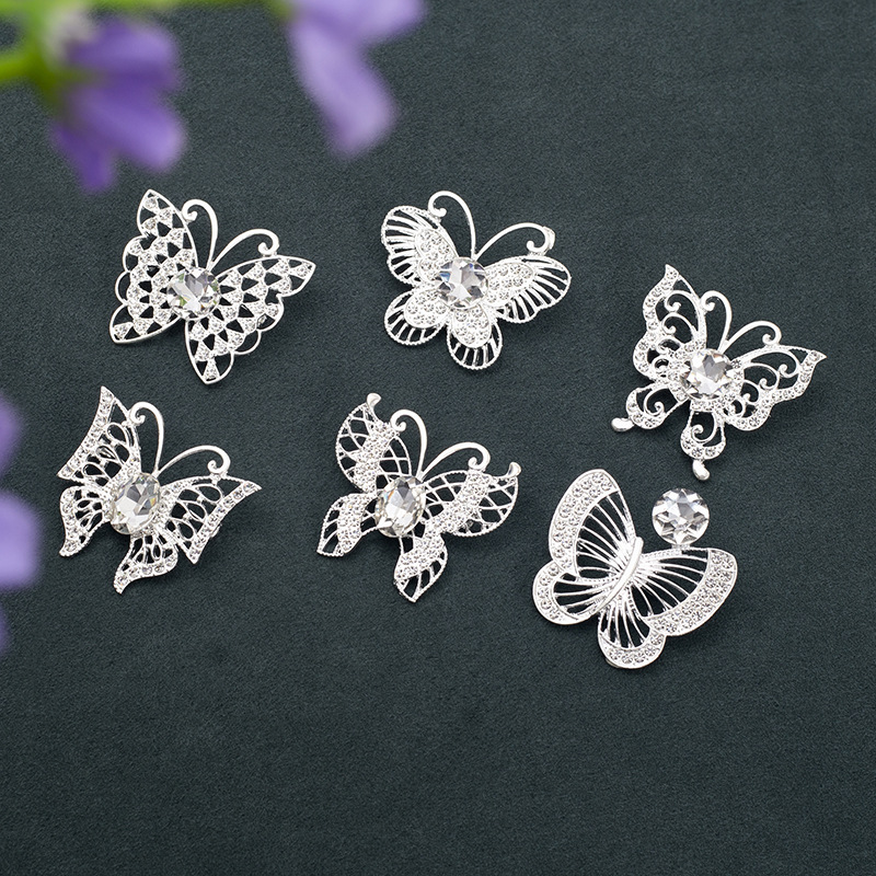 Korean-style alloy rhinestone butterfly brooch temperament pin fashion clothing with corsage accessories animal brooch jewelry