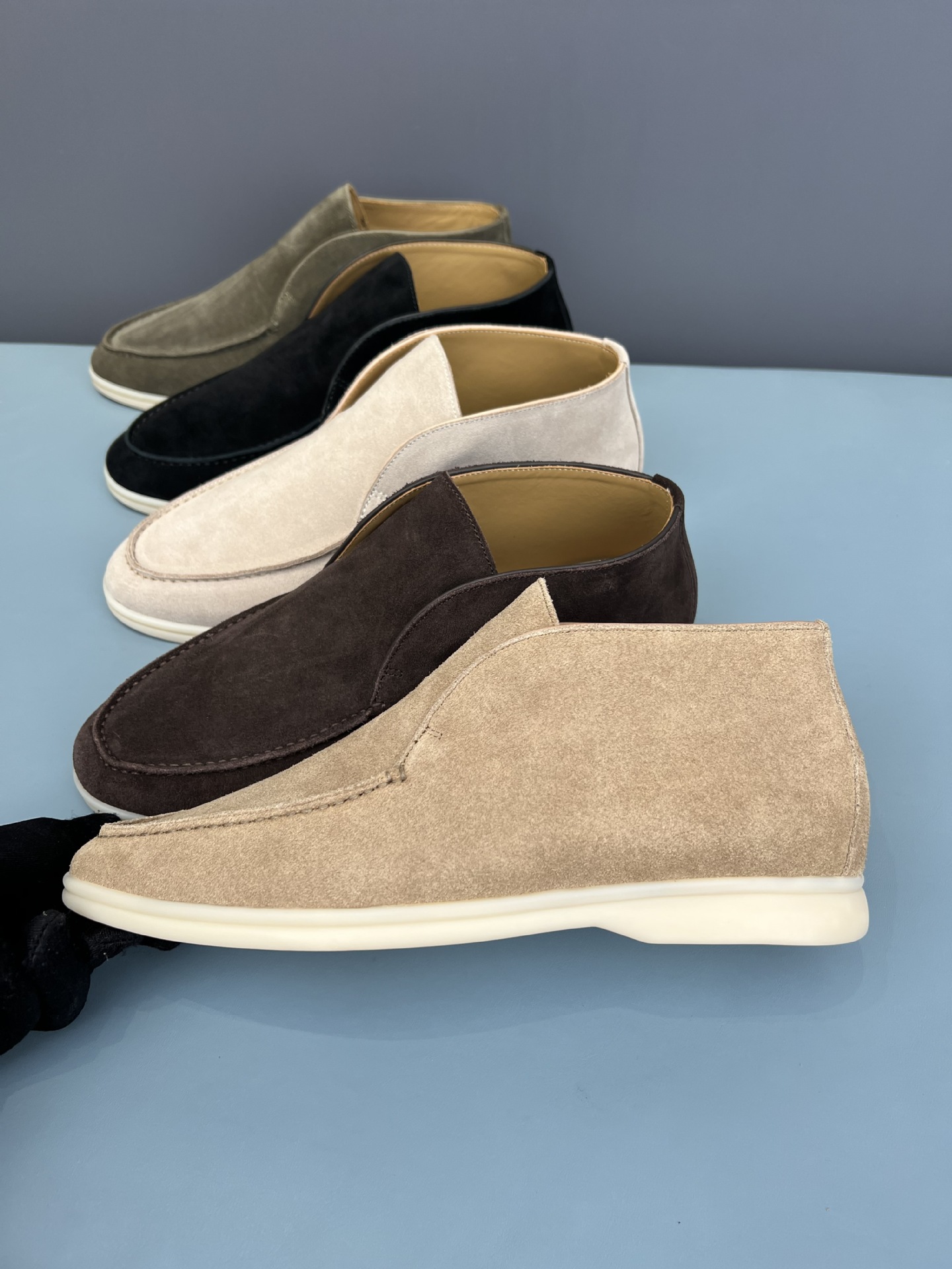 Loro * piana loafers Open Walk men's genuine leather LP high-top slip-on casual shoes noyou elegant