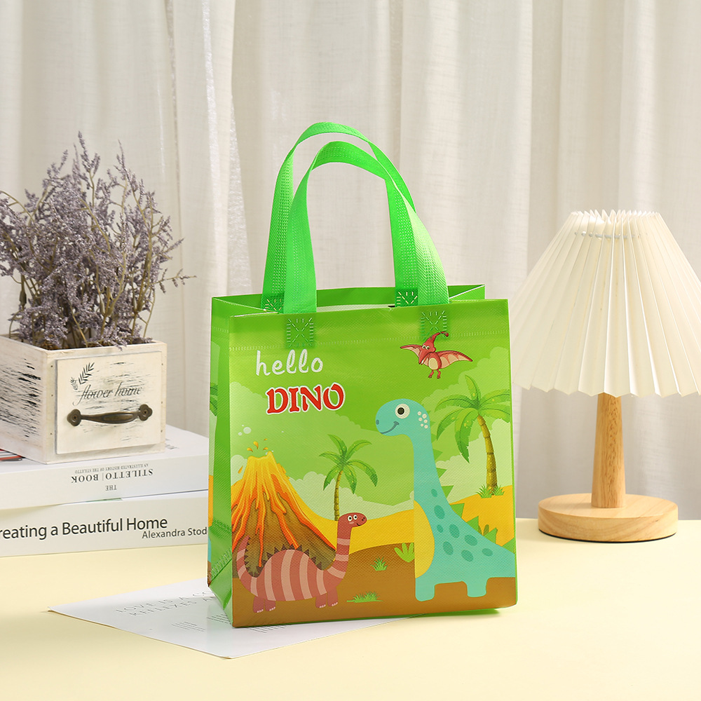 Non-woven cartoon dinosaur tote bag printed logo take-out packaging bag birthday gift shopping bag gift bag batch