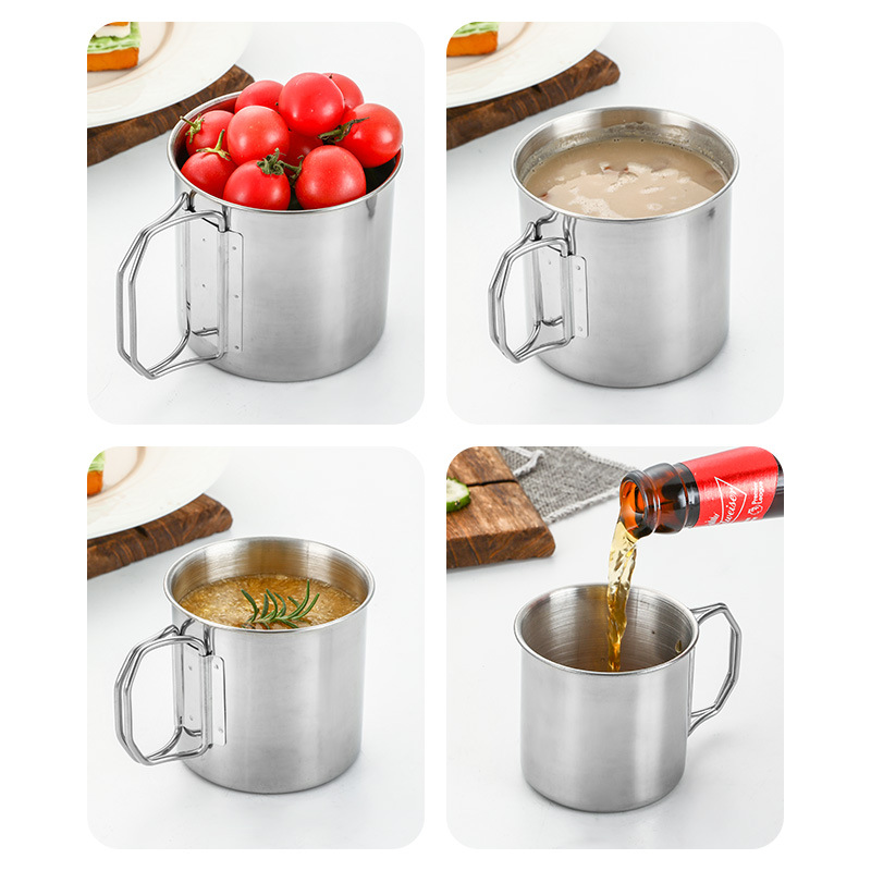 304 Stainless Steel Folding Water Cup Outdoor Camping Portable Folding Handle Cup Climbing Cup Camping Cup