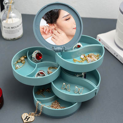 Rotating Multi-layer Jewelry Box Earrings Storage Box Bracelet Earrings Earrings Necklace Jewelry Rack Dust-proof Box Small and Delicate