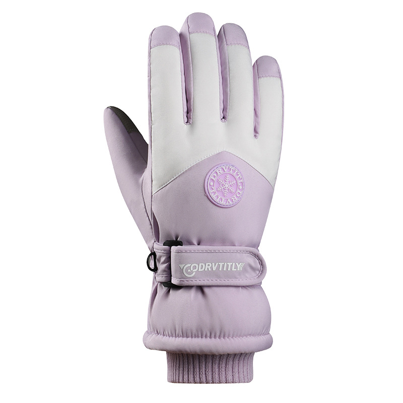 Ski gloves for men and women couple winter warm fleece-lined thick non-slip touch screen windproof waterproof cycling gloves Cotton