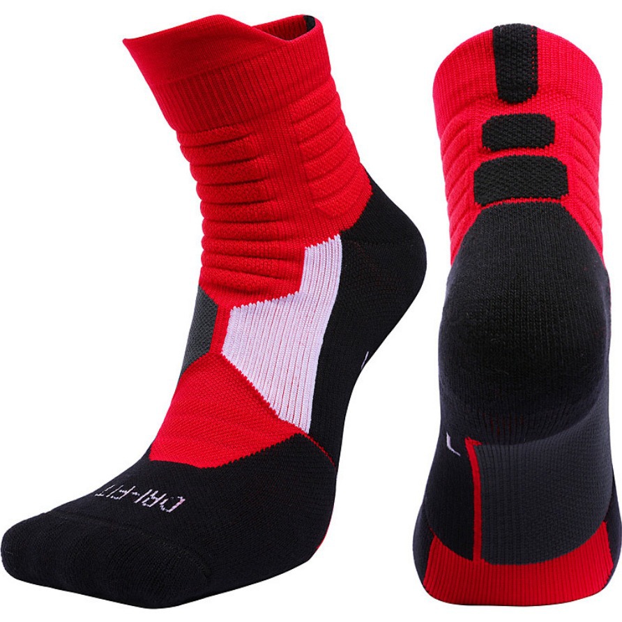 Comfortable breathable sports basketball socks Terry socks mid-barrel basketball socks men and women elite adult left and right foot sports socks