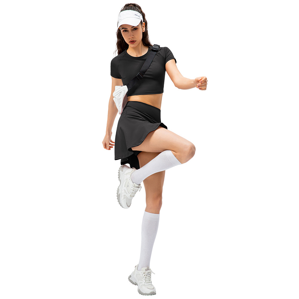 Spring and Summer Women's Tennis Skirt Fake Two-piece Sports Skirt Naked Running Dance Training Fitness Skirt 22441