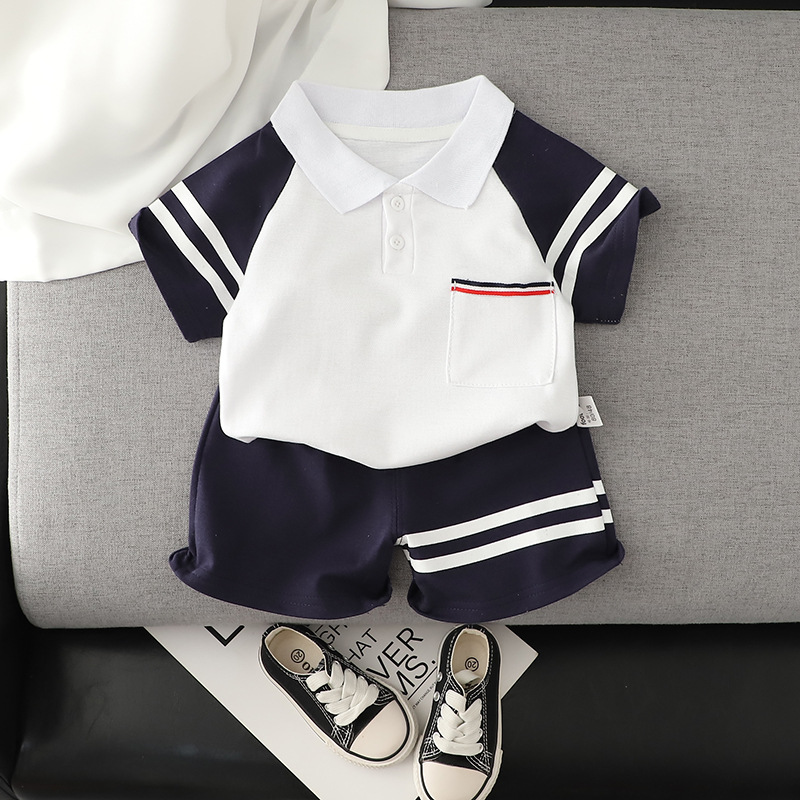 Children's clothing, boys' summer clothes, street suits, children's handsome children's baby clothes, short-sleeved sports summer two-piece sets, trendy