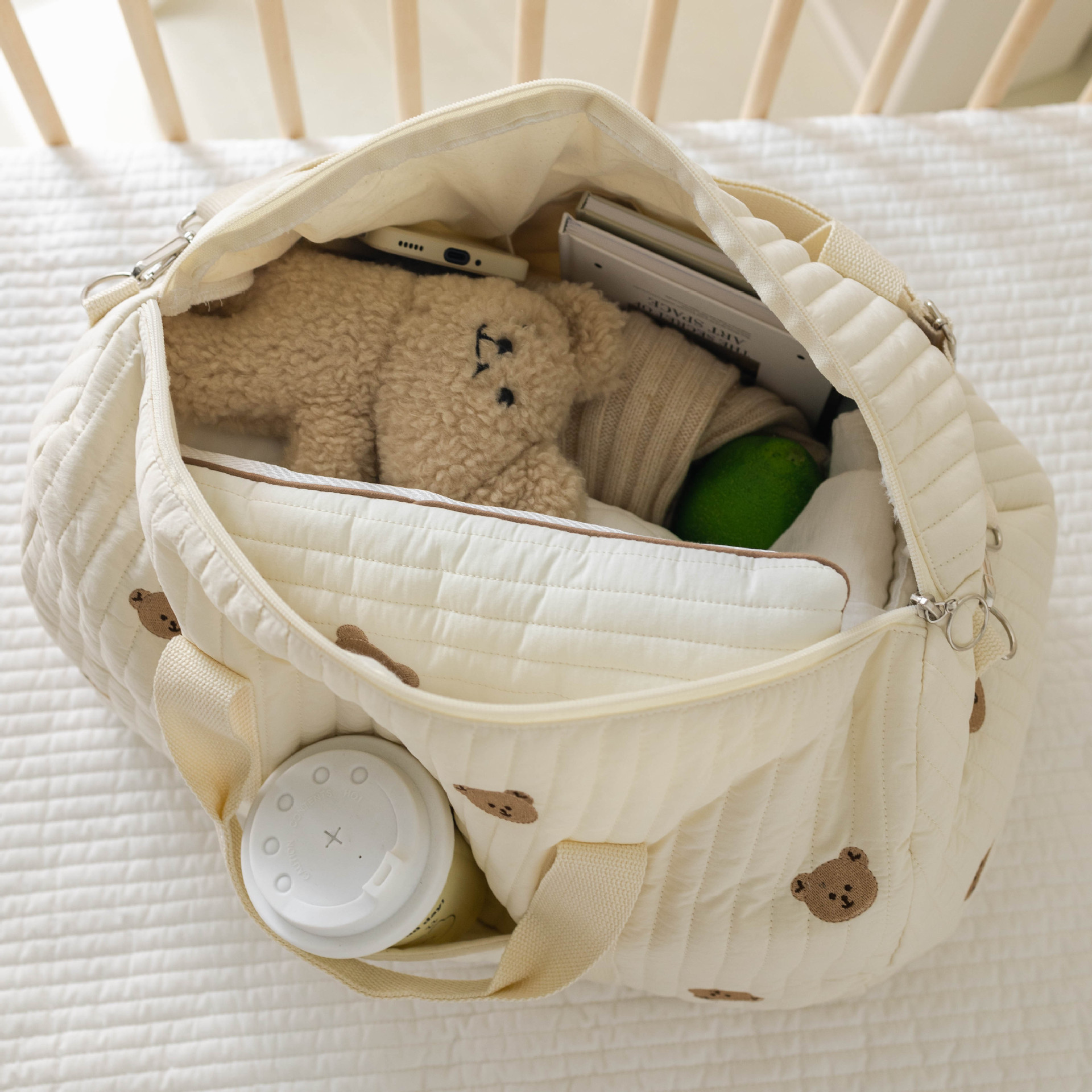 South Korea Short Trip Large Capacity Travel Bag Lightweight Storage Boston Embroidered Mommy Shoulder Crossbody Bag