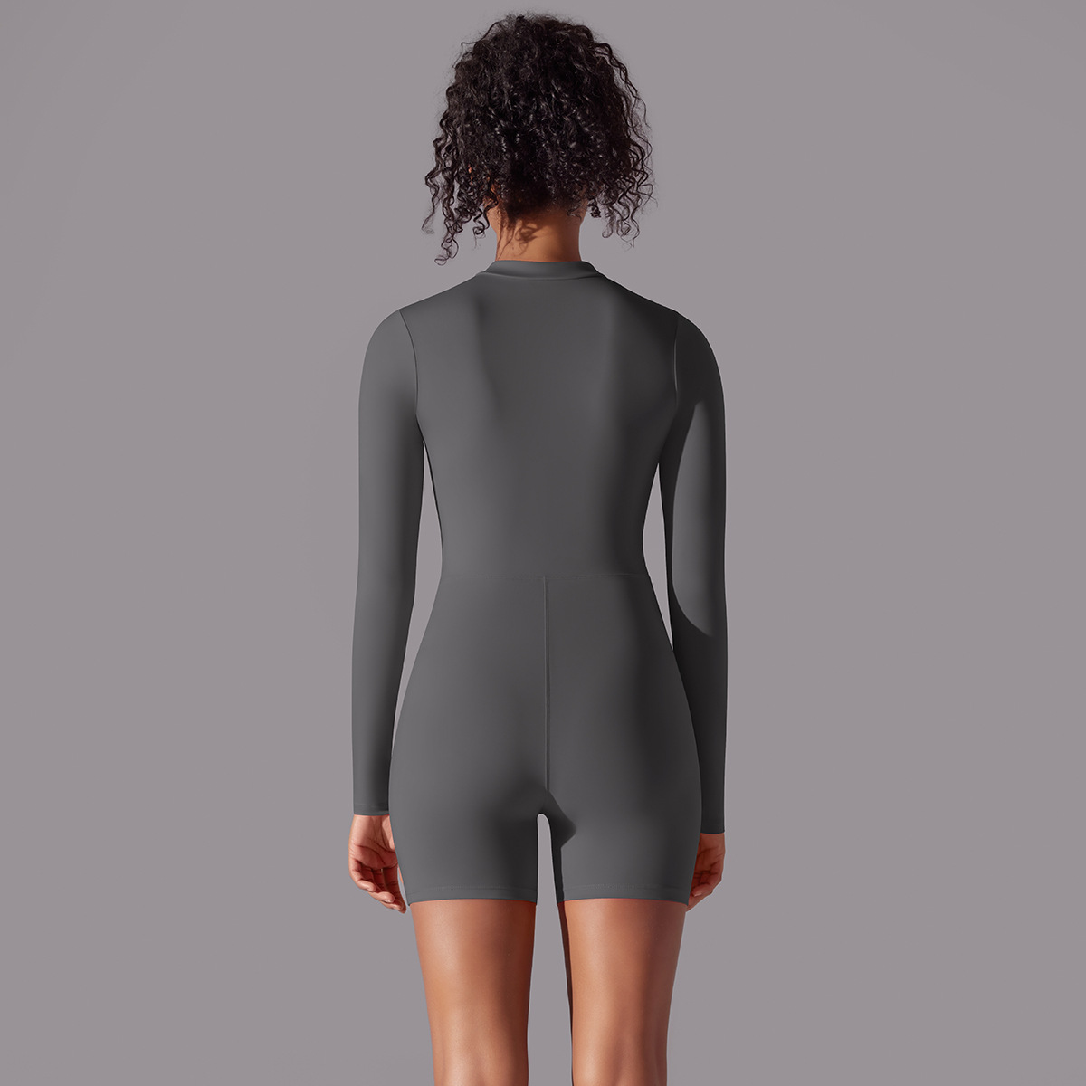 European and American new open collar zipper long sleeve jumpsuit dance fitness sports jumpsuit sexy tight yoga clothes for women