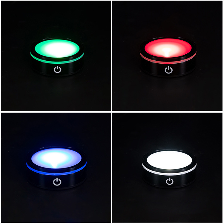 LEDタッチ発光雰囲気水晶ランプホルダー8cmマルチモード七彩白色光3d内彫刻レーザー円形ベース|undefined