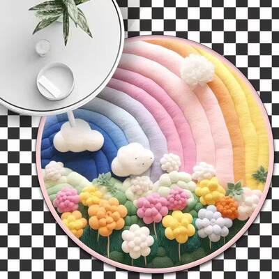 Three-dimensional round living room coffee table carpet plush thickened bedroom mirror front bedside blanket 3D cashmere absorbent floor mat