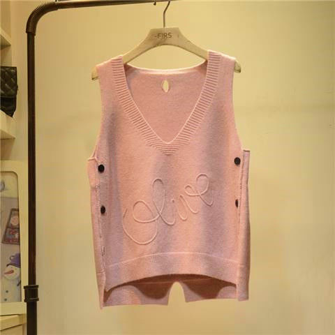 [In stock] vest women's short button knitted vest new fashionable loose spring and autumn all-matching