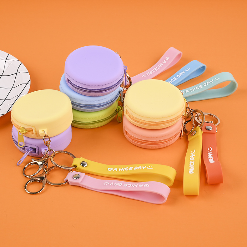 New Creative Silicone Round Solid Color Children's Change Storage Bag Children's Points Storage Bag Wrist Band Round Bag