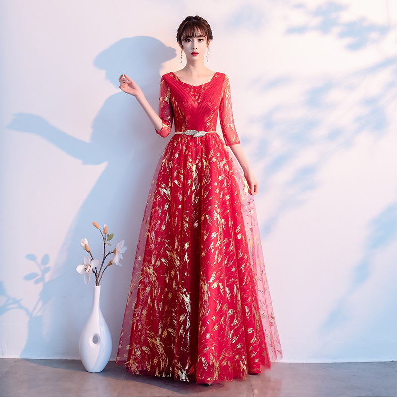 Grand Choir Evening Dress Women's 2024 New Summer Adult Performance Dress Long Dress Recitation Host Conductor Dress