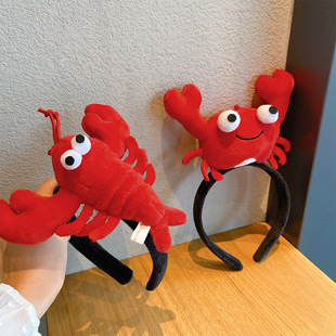 Cartoon Cute Crayfish Headband Funny Super Cute Plush Animal Little Crab Headband Internet Celebrant Live Selfie Hair Card