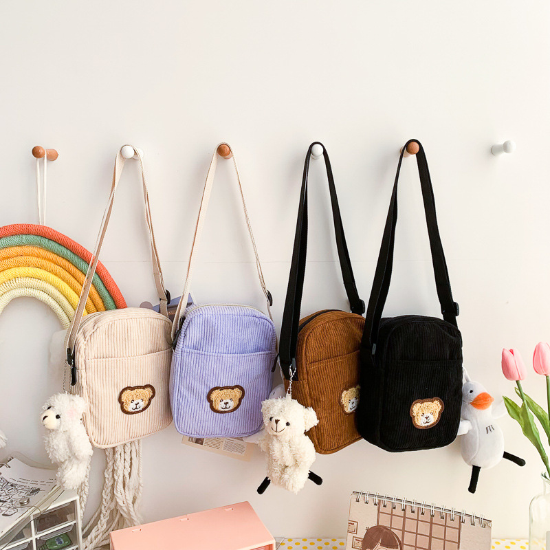Korean ins Cute Bear Crossbody Bag Japanese Style Harajuku chic Soft Girl Student Canvas Bag Shoulder Bag