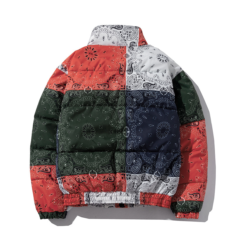 Foreign Trade Cashew Flower Cotton-padded Jacket Men's Fashionable Autumn and Winter Cotton-padded Coat Thickened Warm Cotton-padded Jacket Loose Collar Jacket for Couple