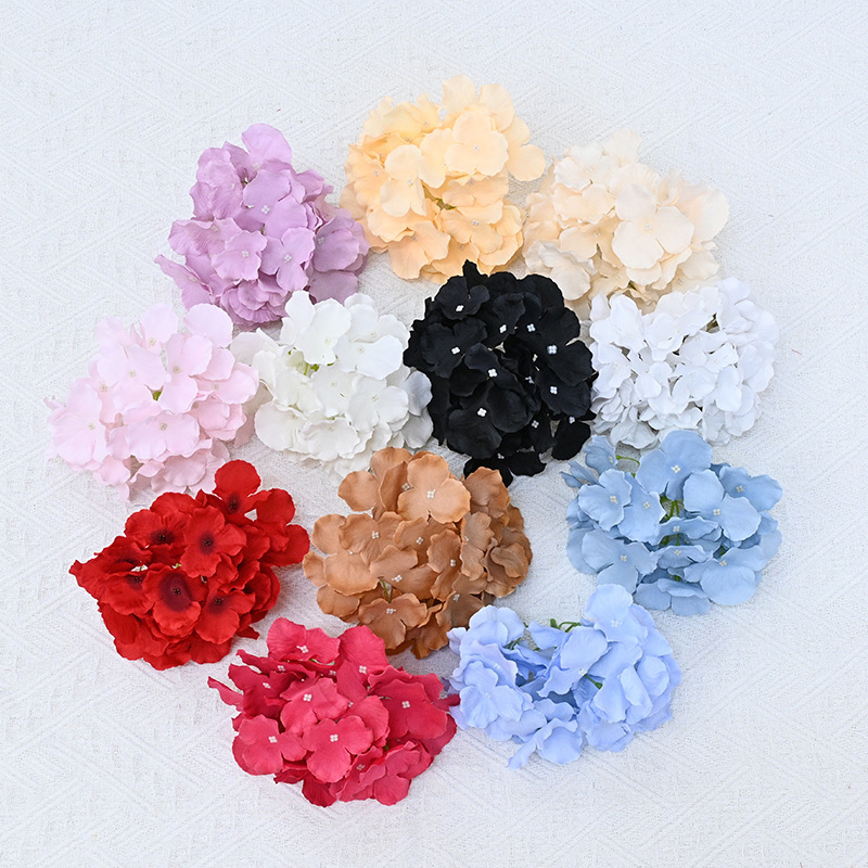 メーカーの卸売り27枚のシミュレーションアジサイの花の頭の結婚祝いの生け花の土地は花を並べて底のアジサイの壁の装飾の花を打ちます。|undefined